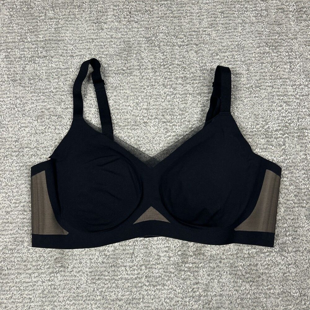 HoneyLove LiftWear Crossover Wireless Bra Womens 1X Black Padded Comfort